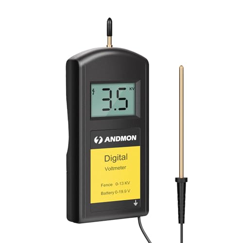 Andmon Versatile Electric Fence Tester, Battery Testing with Large LCD Display, Digital Electric Fence Voltage Tester, Accurate Testing Range 0 to13000V, Portable Design
