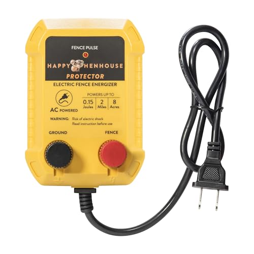 Happy Henhouse Electric Fence Charger - Powerful 110V AC Plug-in Fence Energizer for Chickens, Small Farms & Gardens - Easy Setup Predator Protection for Safer Free-Ranging
